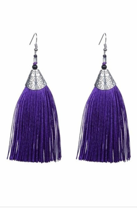 Silk Tassel Drop Earrings